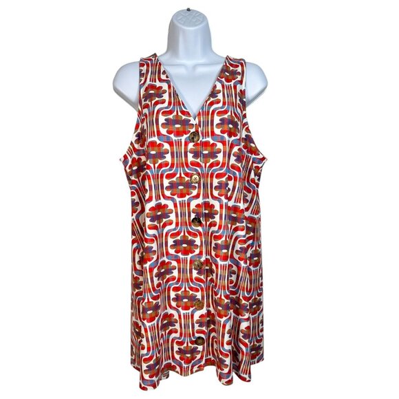 Smith & Quinn The Dorothy Ponte Dress Mini Sleeveless Red Retro Floral Large - Picture 4 of 9